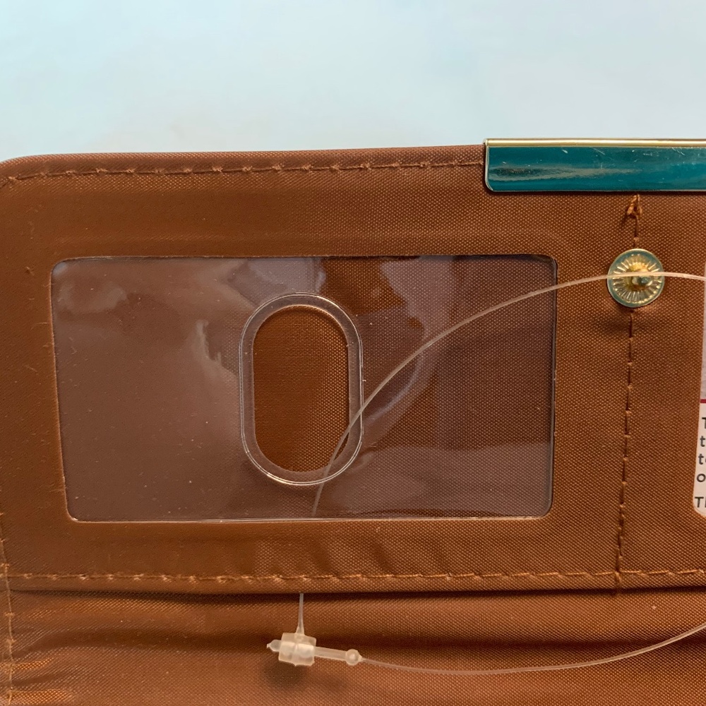 NWOT SafeKeeper Brand Brown with Colorful Stripes Trifold RFID Wallet! - Picture 7 of 12